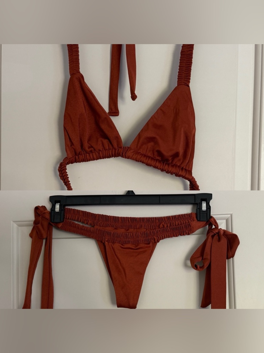 Inamorata Burnt Red Triangle Bikini Set, Size S